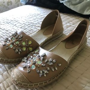 espadrille flats with beading and rhinestone